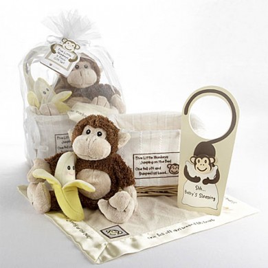Five Little Monkeys - 5 Piece Gift Set in Keepsake Basket