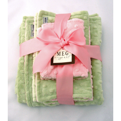 Pink and Green Baby Blanket Gift Set