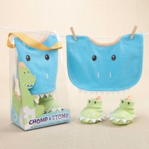 Chomp & Stomp Dinosaur Bib and Booties Gift Set