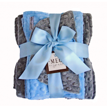 Blue and Gray Baby Blanket Gift Set