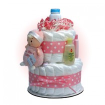 LIttle God Bless Angel Pink 2-Tier Diaper Cake