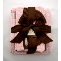 Pink and Brown Baby Blanket Gift Set