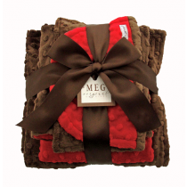 Red and Brown Baby Blanket Gift Set